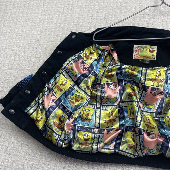 Vintage JH Design x Spongebob Nickelodeon Nascar Jacket Kids 3T Black / Yellow - Picture 14 of 15